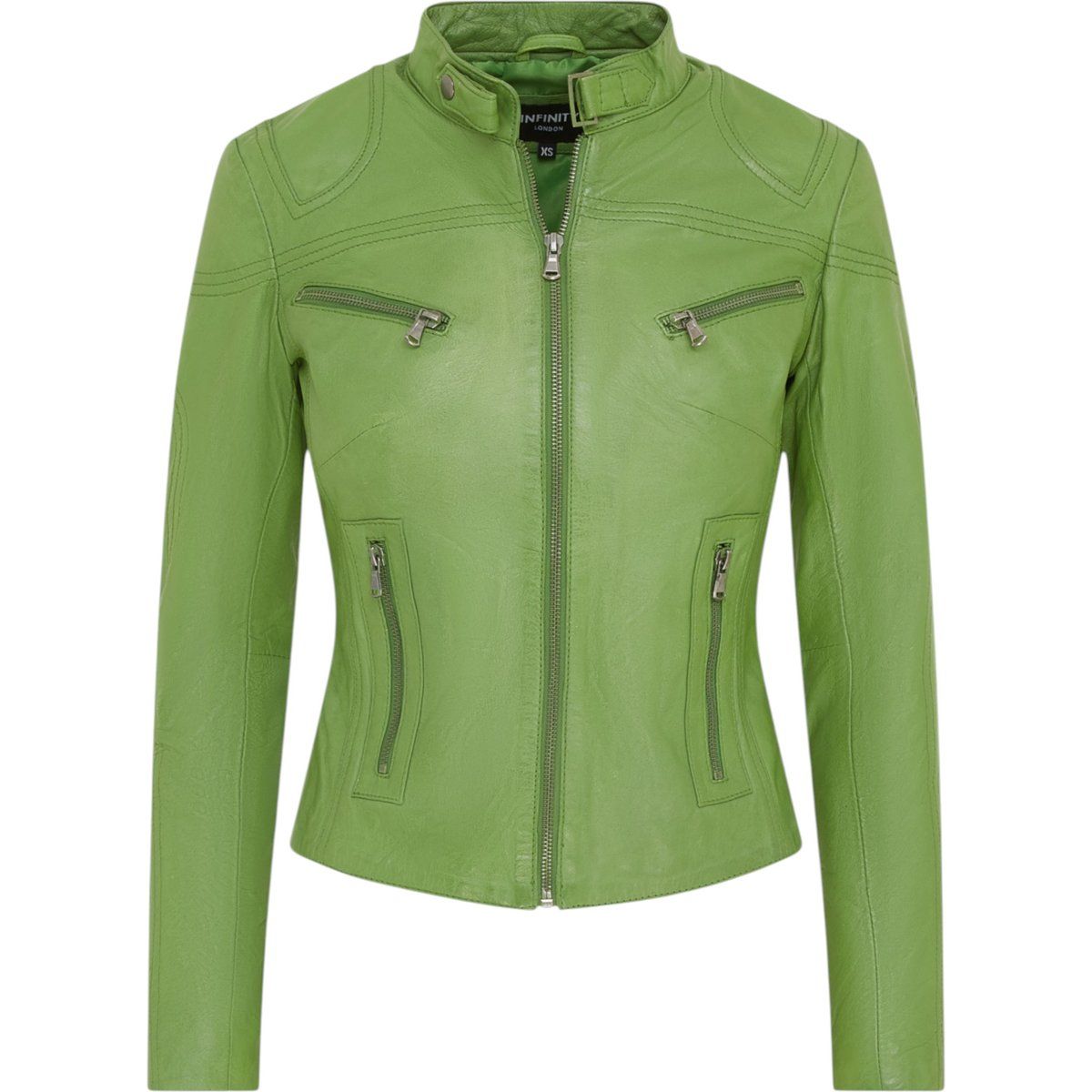 Schmal geschnittene Leder-Bikerjacke