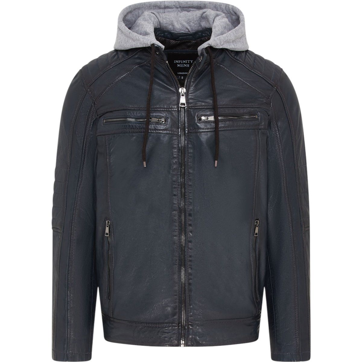 Herren Lammleder Bikerjacke mit Kapuze