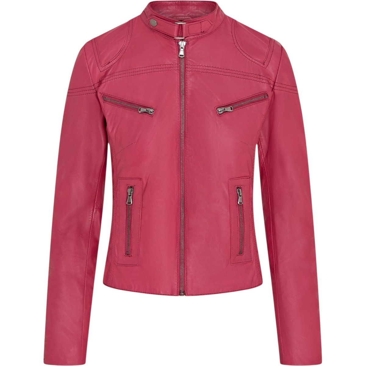 Schmal geschnittene Damen Bikerjacke aus Leder