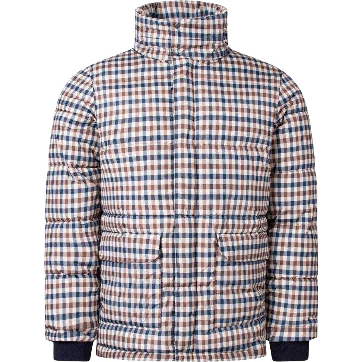 Gesteppte Gingham-Karo Pufferjacke