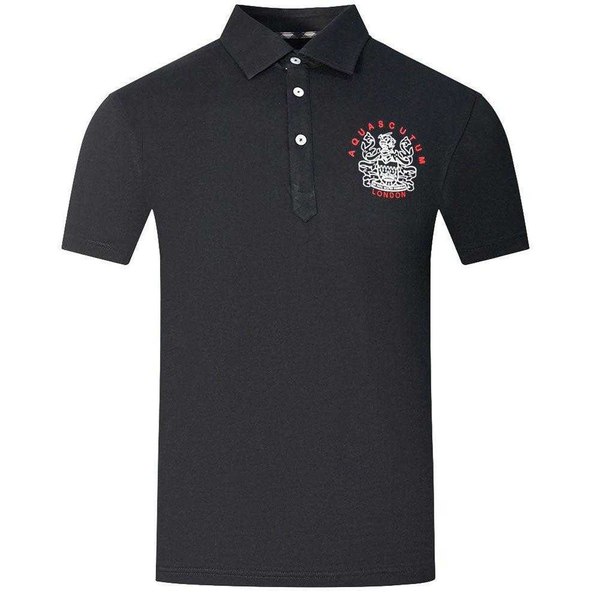 Aquascutum Unisex Erwachsenen Aldis London Logo Poloshirt (Schwarz)