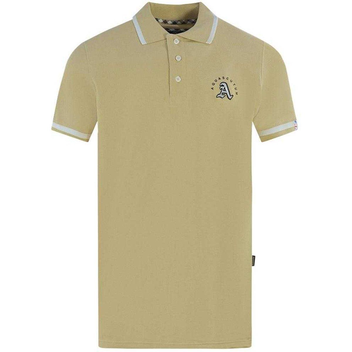 Aquascutum Unisex Erwachsene Geprägtes Polo-Shirt mit Kontrastbesatz (Beige)