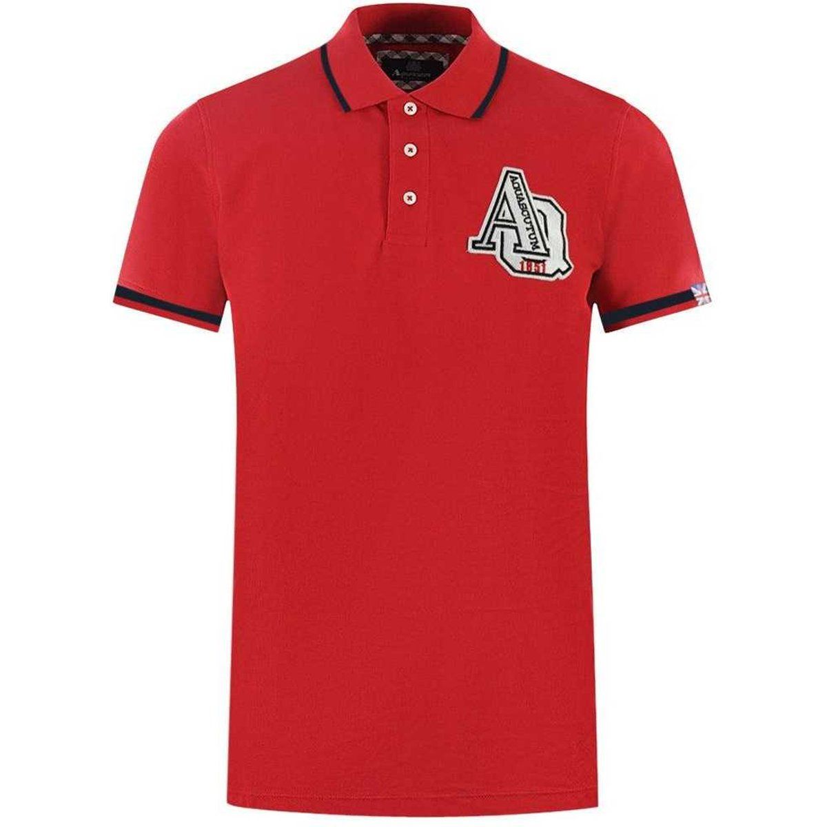 Aquascutum Unisex Erwachsenen AQ 1851 Besticktes Polo-Shirt mit Kontrastkragen (Rot)