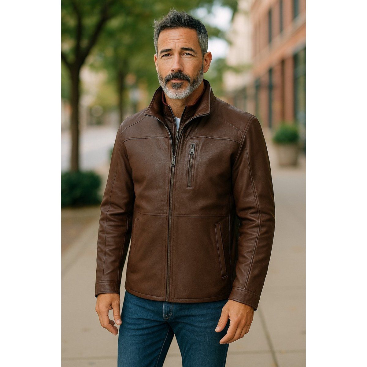 Herren Lederjacke Braun Colac