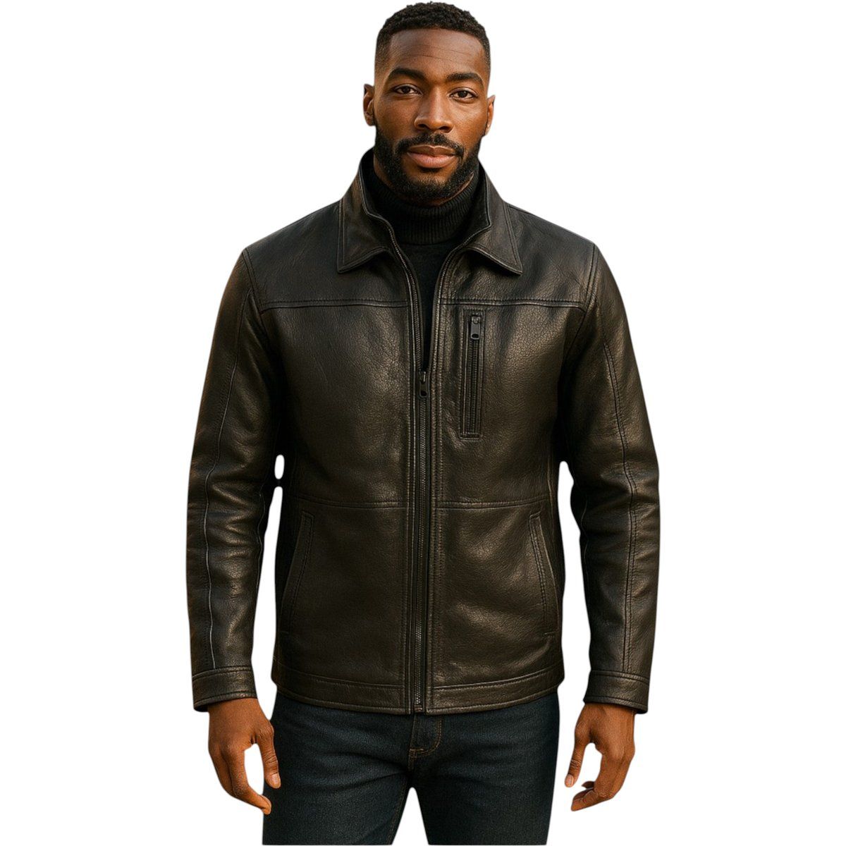 Herren-Bikerjacke aus Leder