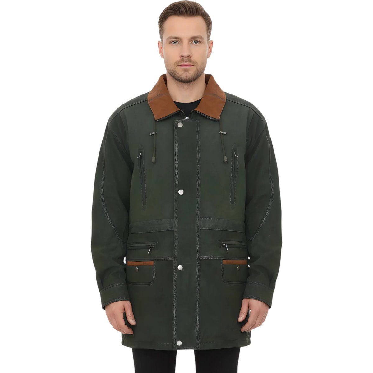 Herren Parka Mantel aus Nubukleder