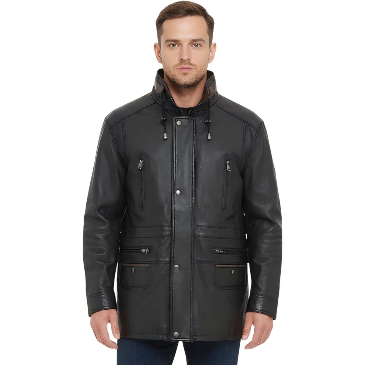 Herren Parka Mantel aus Lammnappa Leder