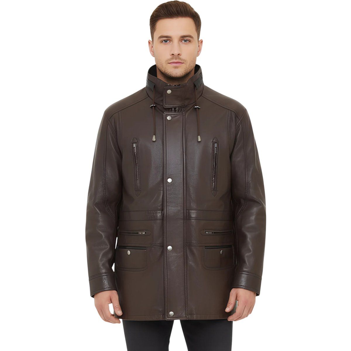 Herren Parka Mantel aus italienischem Leder