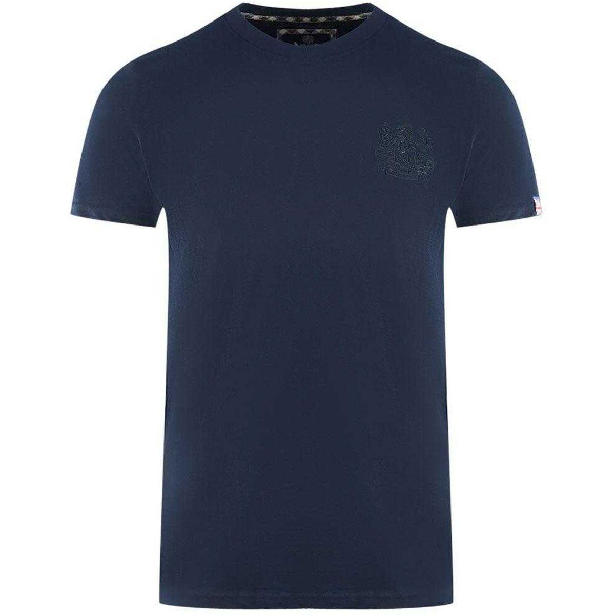Aquascutum Herren London Aldis Tonal Logo T-Shirt (Navy Blau)