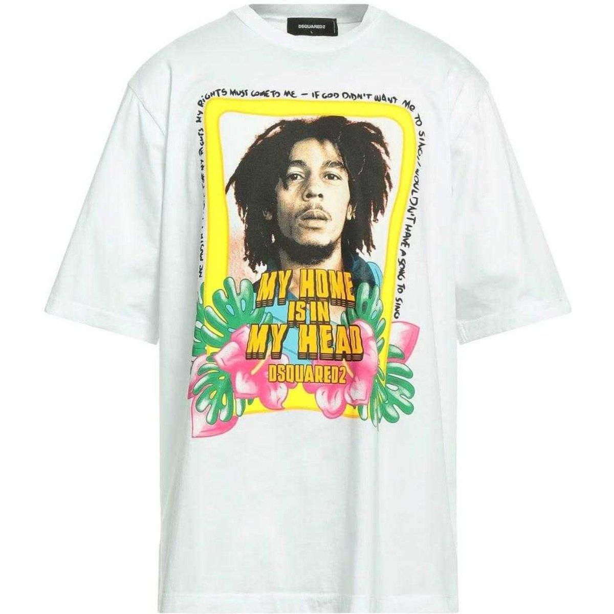 DSquared2 Unisex Erwachsene Mein Zuhause Ist In Meinem Kopf Bob Marley T-Shirt (Weiß)