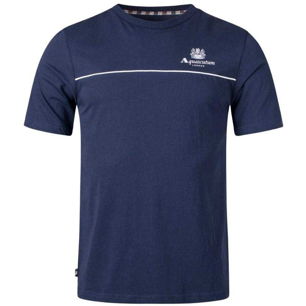 Aquascutum Herren T-Shirt mit Piping-Detail (Navy)
