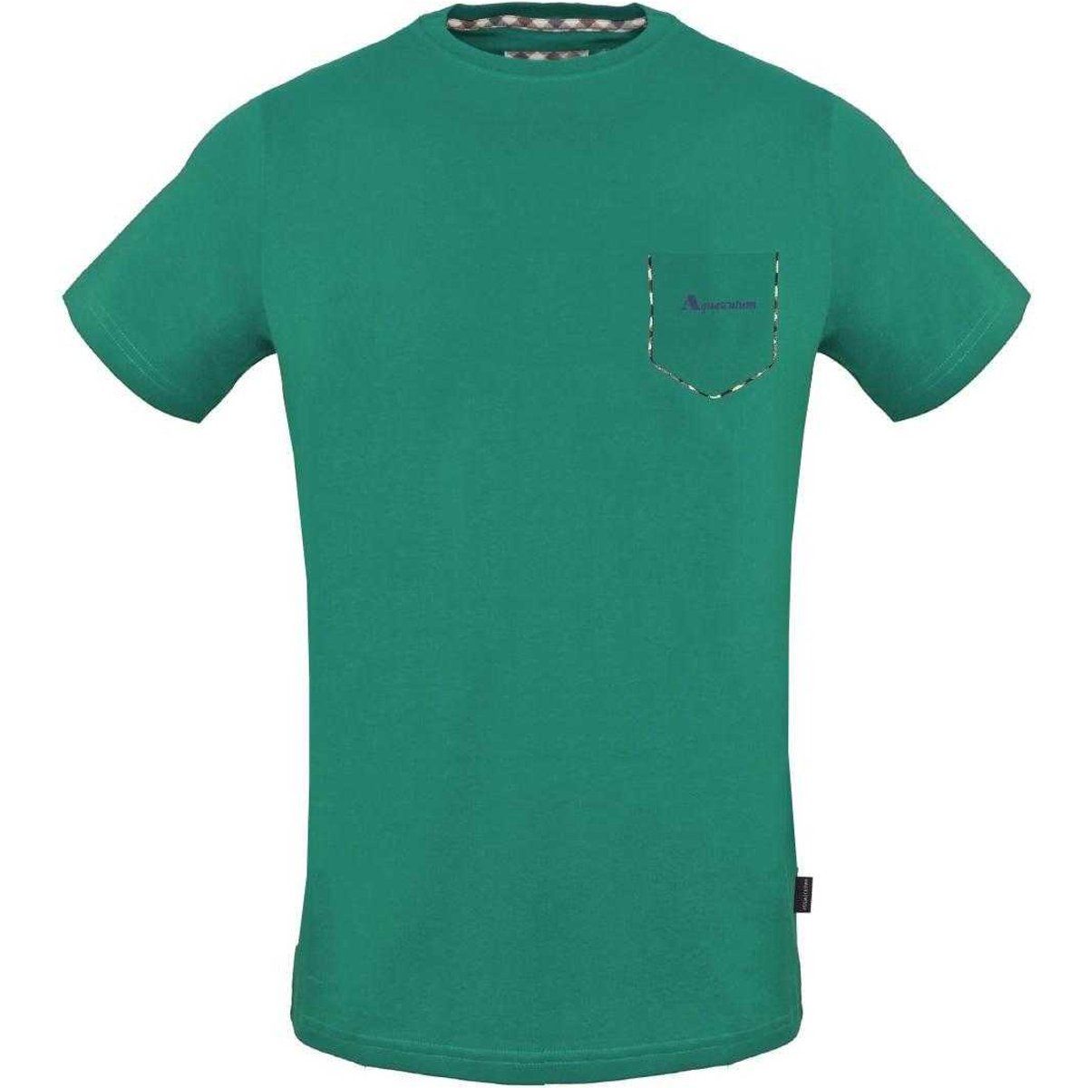 Grünes Baumwoll-Jersey T-Shirt mit Tasche