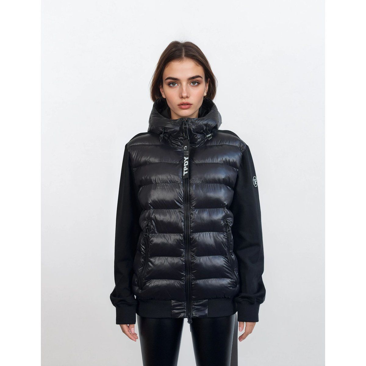 Wattierte Hybrid Jacke mit Kapuze