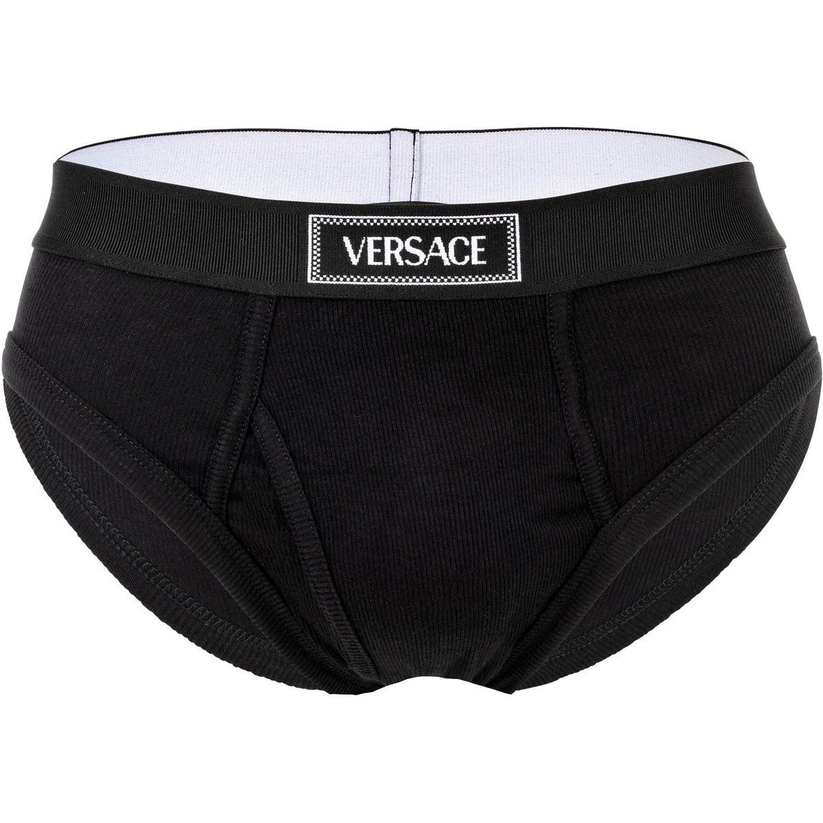 Gerippte Baumwollslips mit Logo-Bund