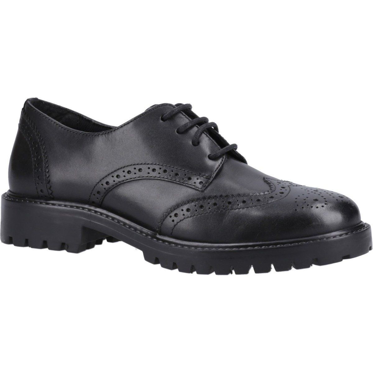 Hush Puppies Athena Senioren Leder Mädchen schwarze Brogues