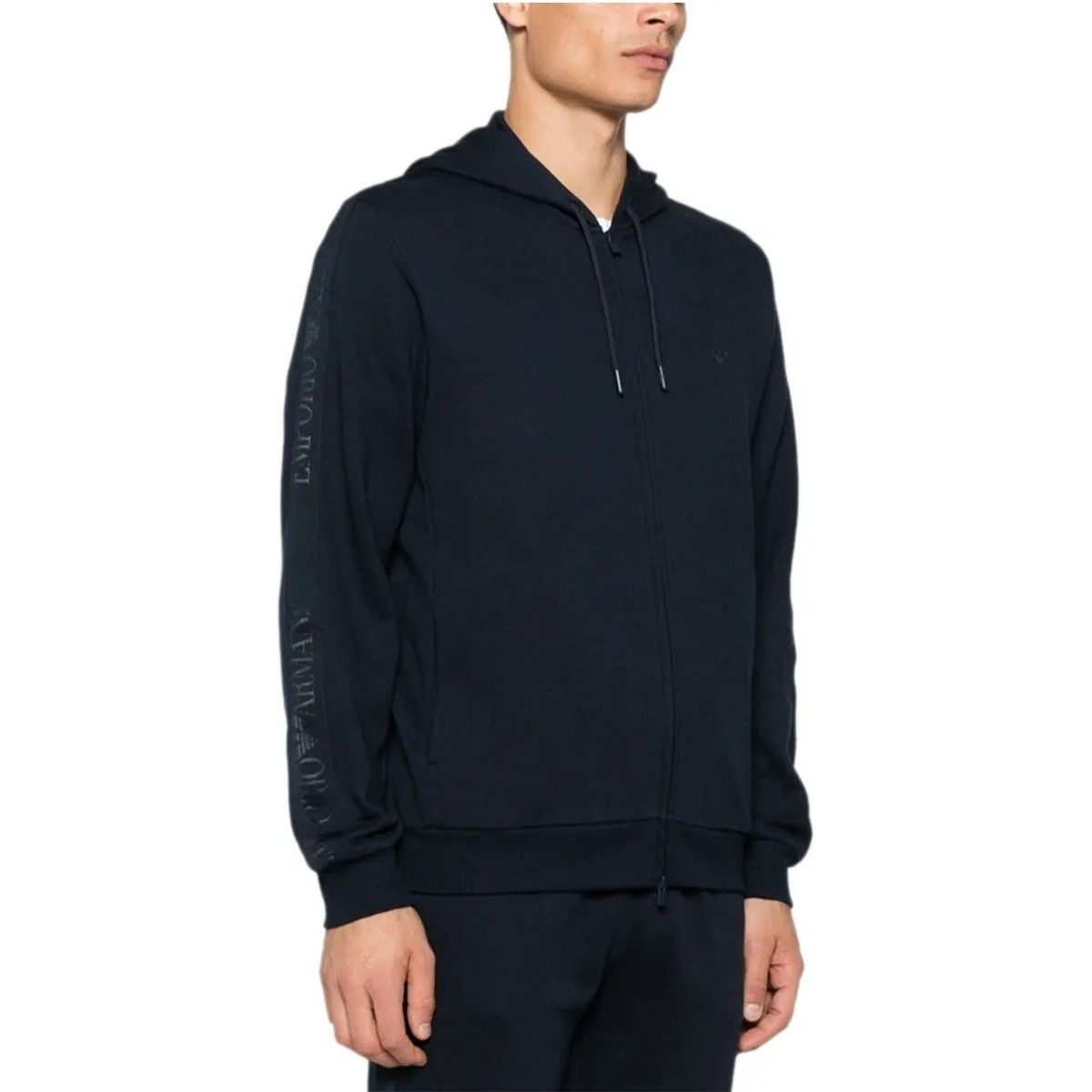 Herren-Kapuzenpullover mit durchgehendem Reißverschluss und Ärmellogo