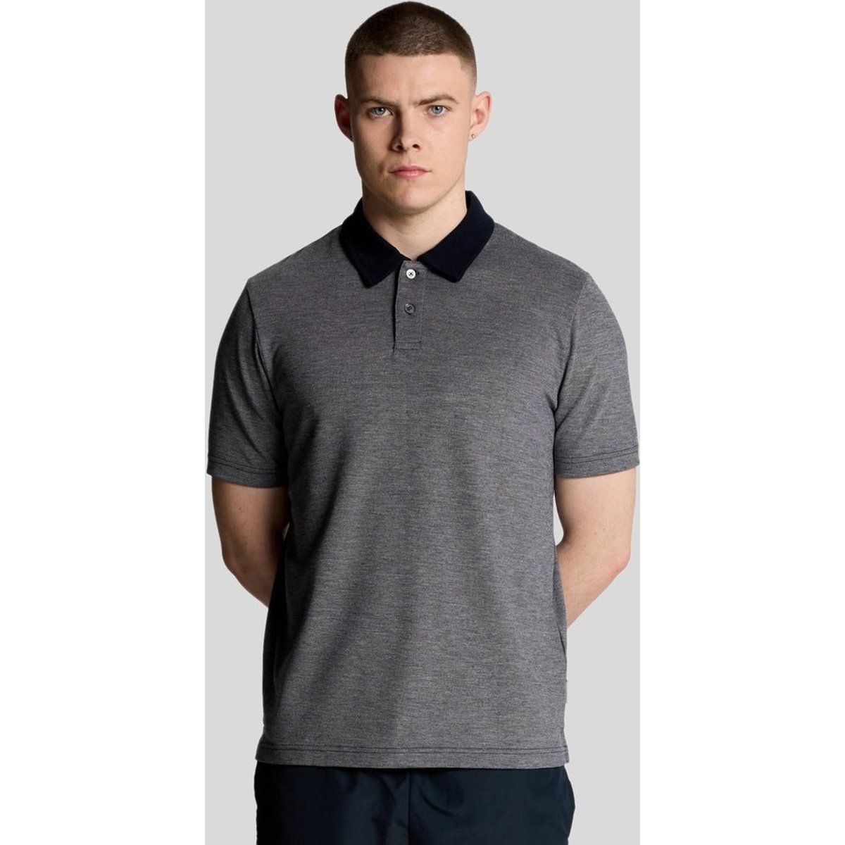 Zweifarbiges Poloshirt mit Wildleder-Logo