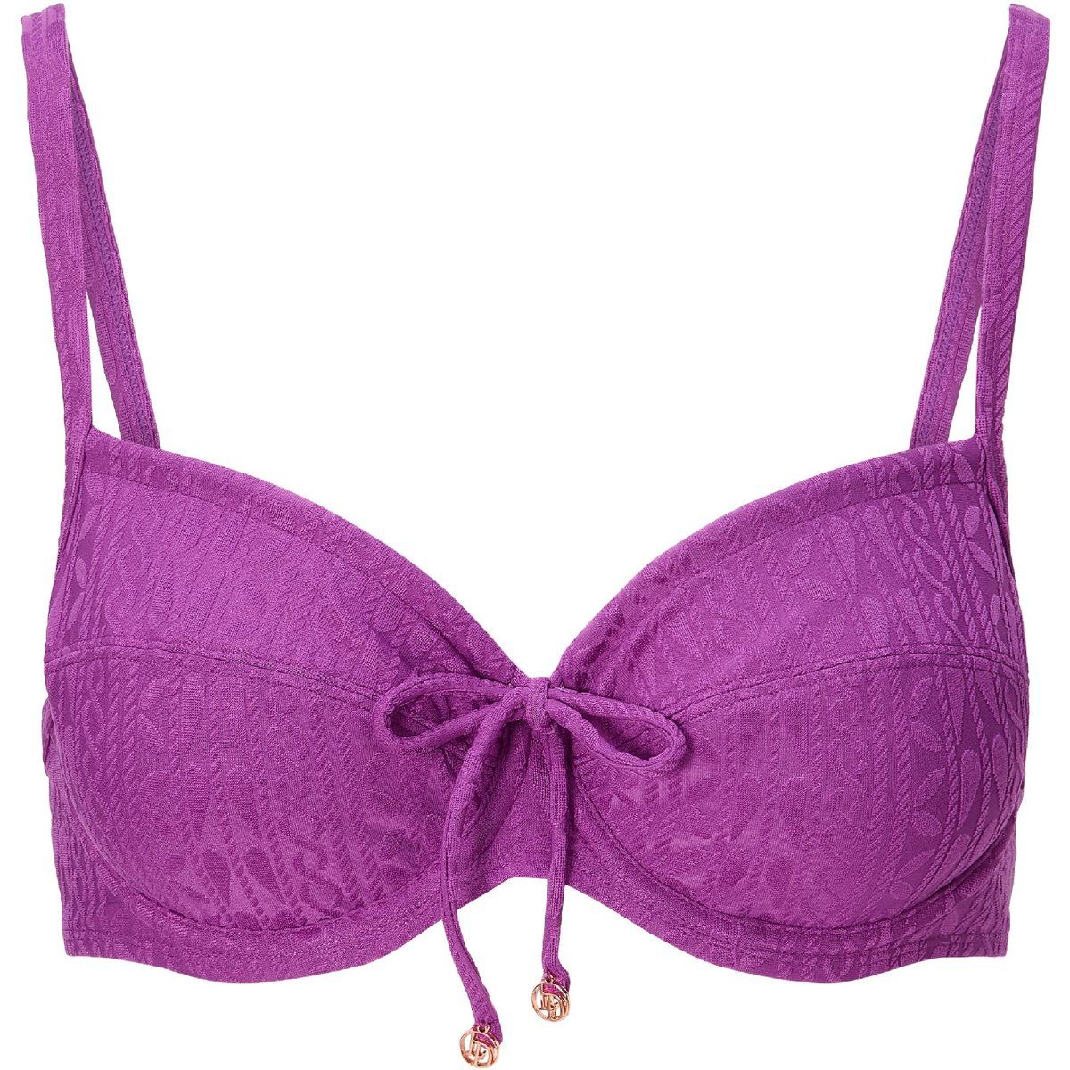 Lila strukturierter Bügel-Bikini Top