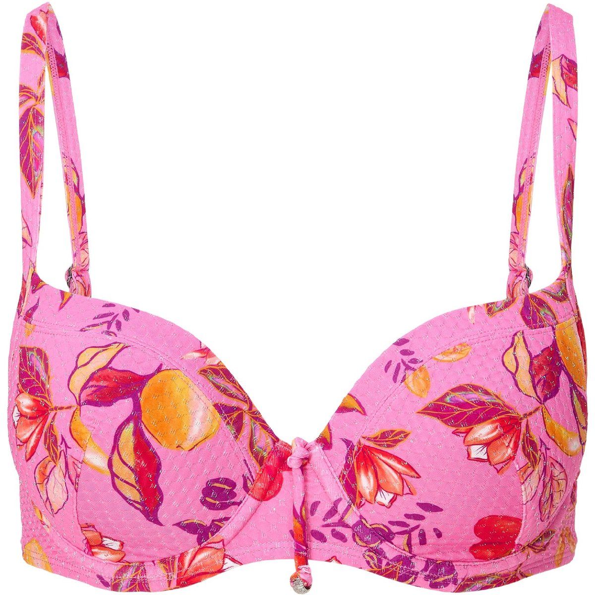 Geblümtes Bügel-Bikini-Oberteil mit Bindeband
