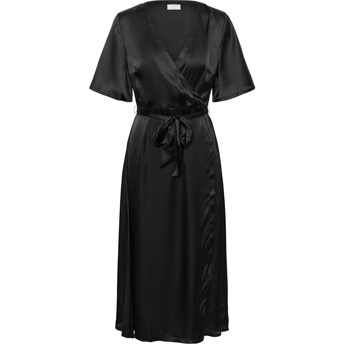Satin-Midi-Wickelkleid mit Bindegürtel