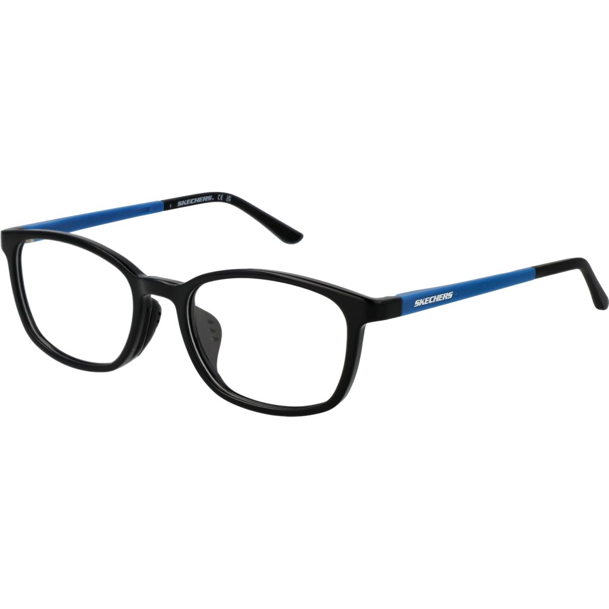Klassische ovale Brille mit blauen Bügeln
