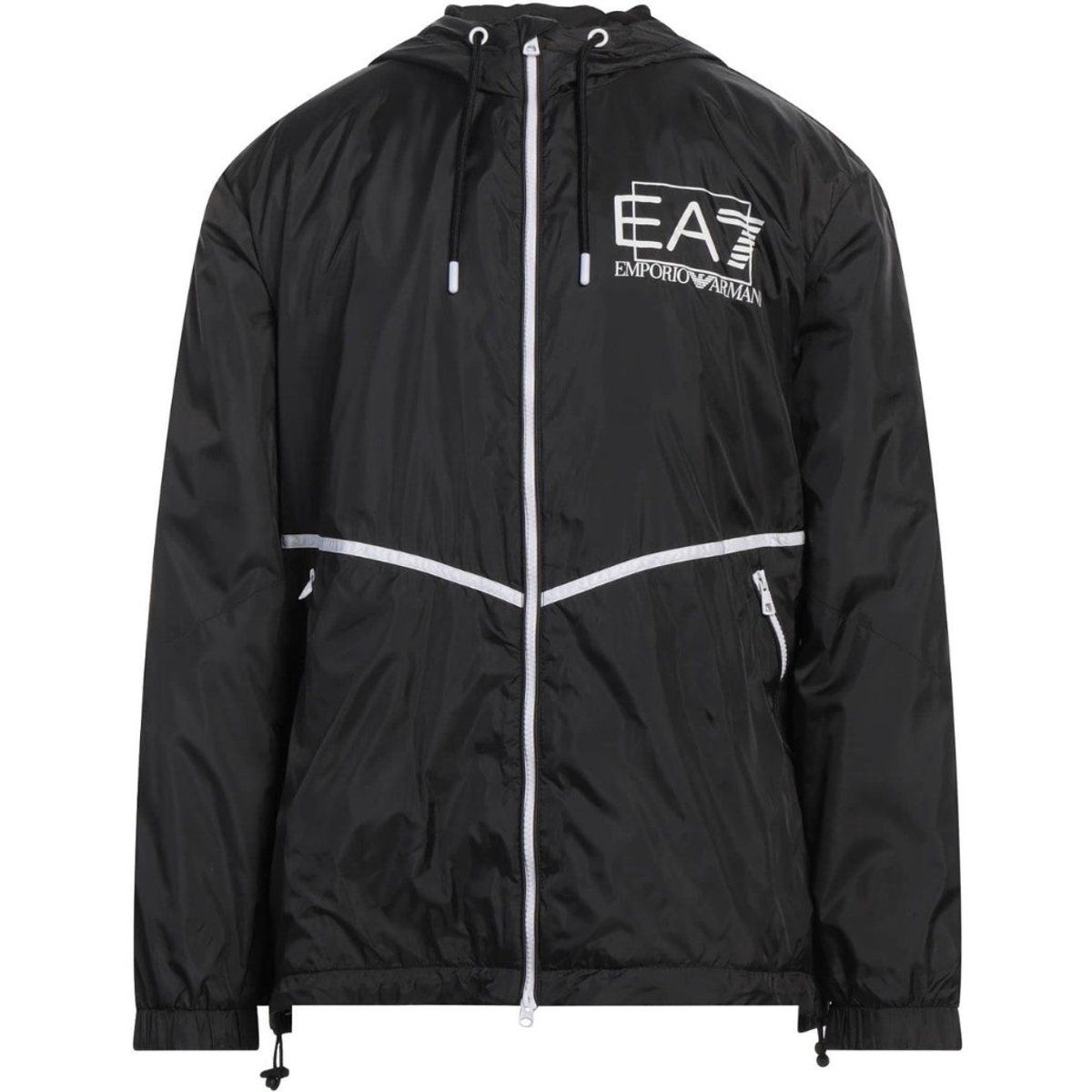 Schwarze Herren Windjacke mit Kapuze