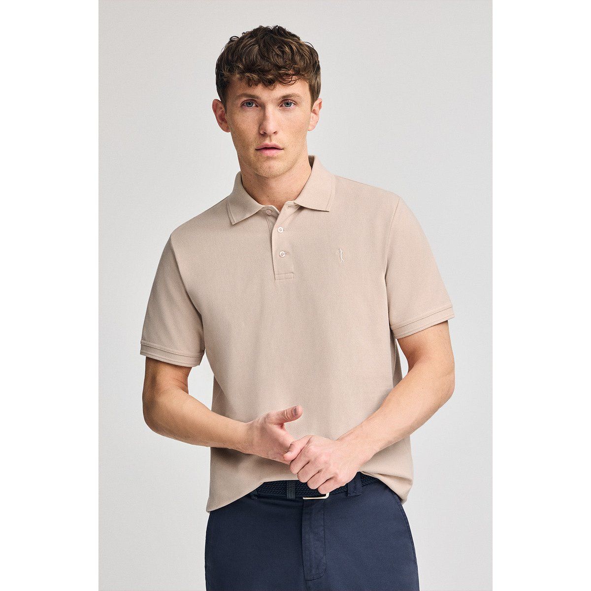 Klassisches Baumwollpiqué Kurzarm Poloshirt