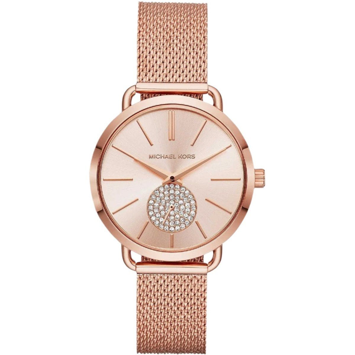 Minimalistische Roségold Mesh Uhr