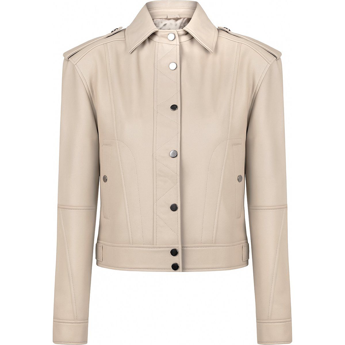 Kurze Lederjacke mit Schulterklappen
