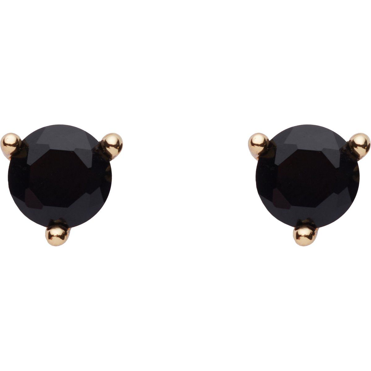 Schwarze Kristallohrstecker in Gold