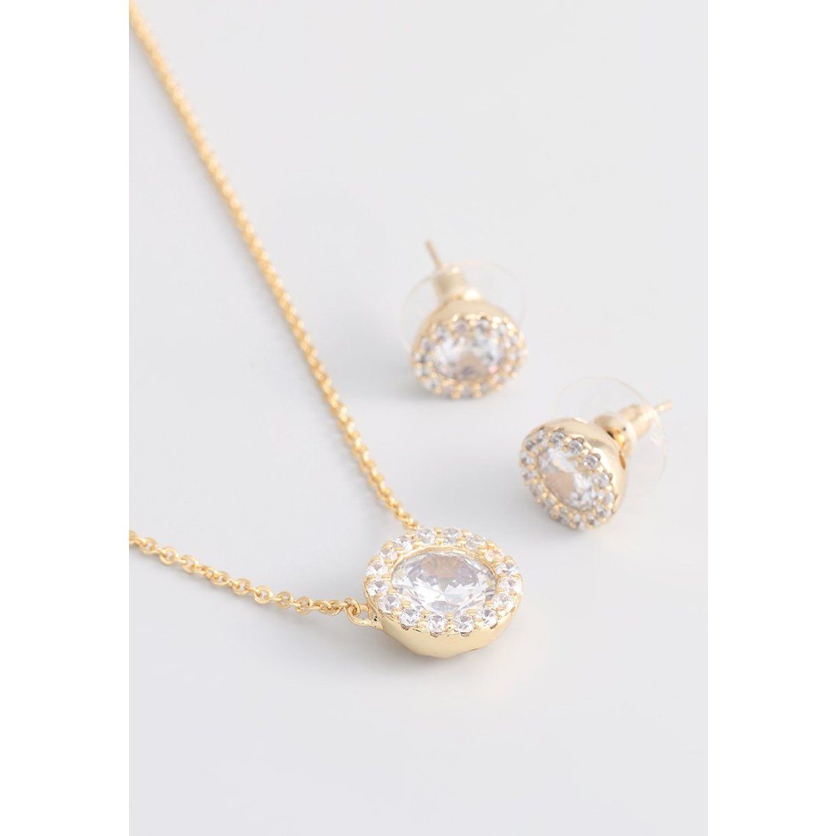 Elegantes Kristall-Halo Schmuckset