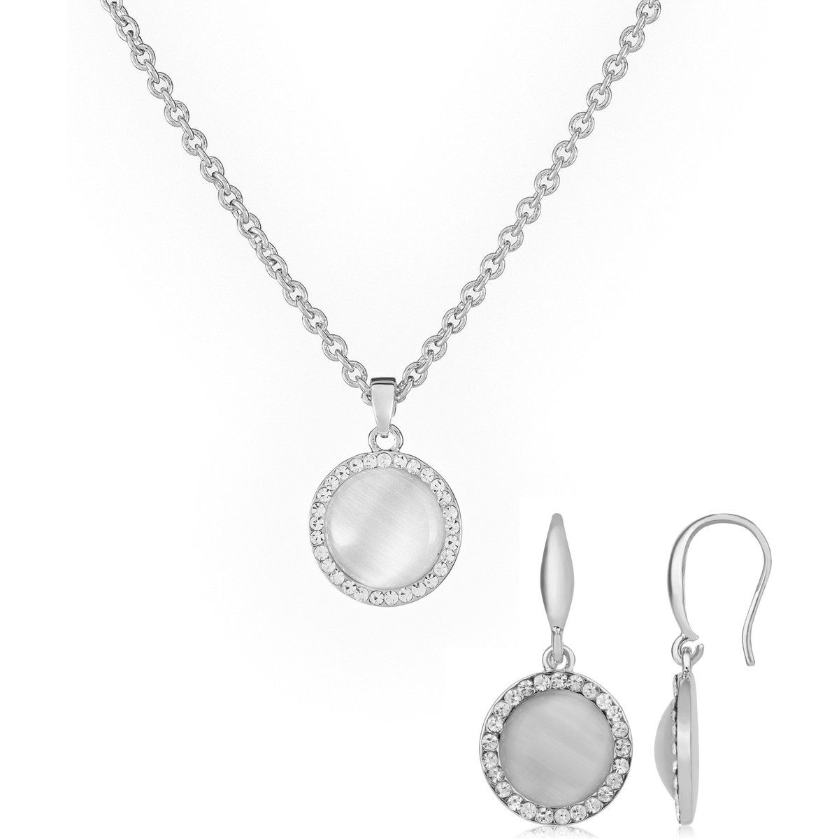 Elegantes Schmuckset mit Kristall-Halo