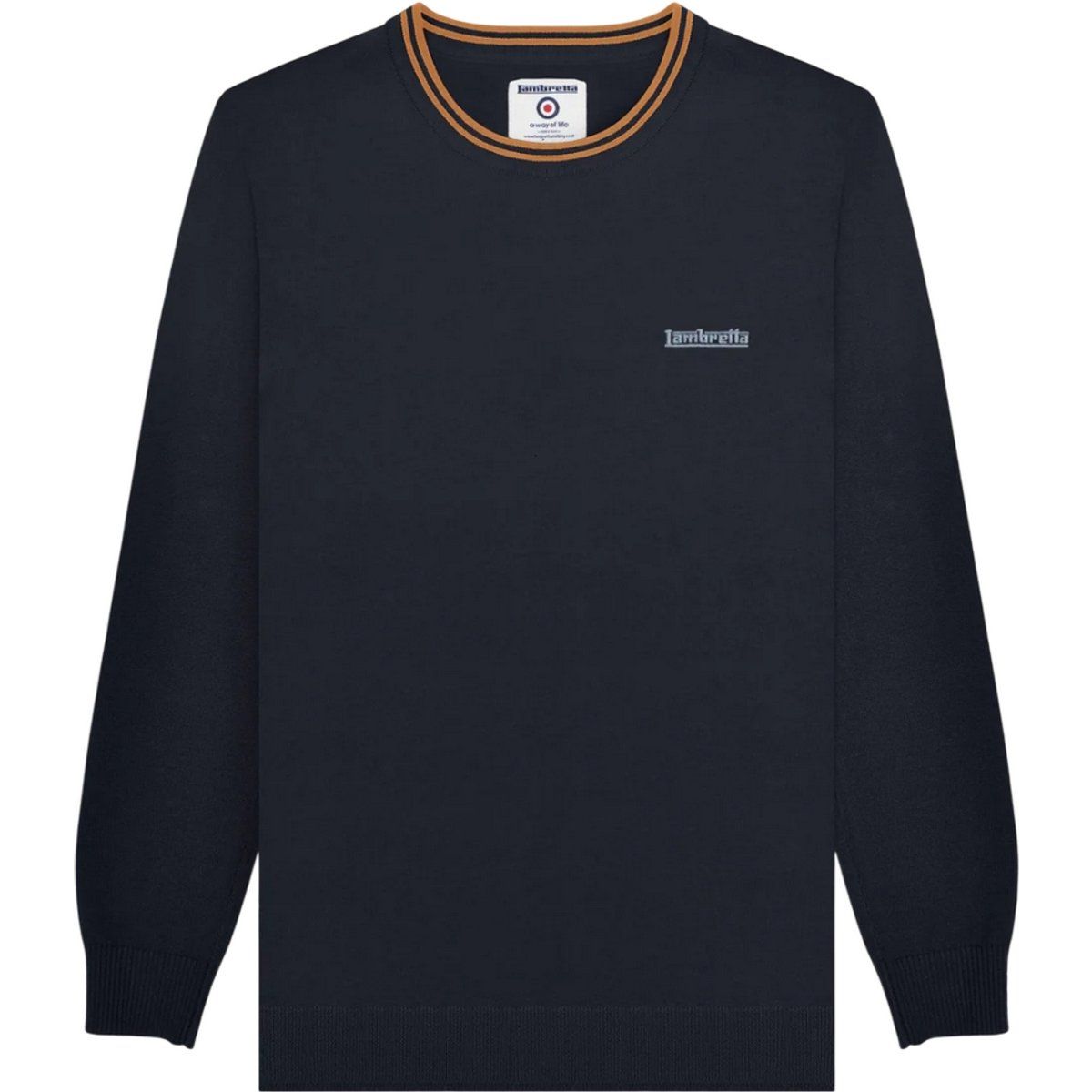Lambretta Herren Tipped Strickpullover (Eisen/Schwarz)