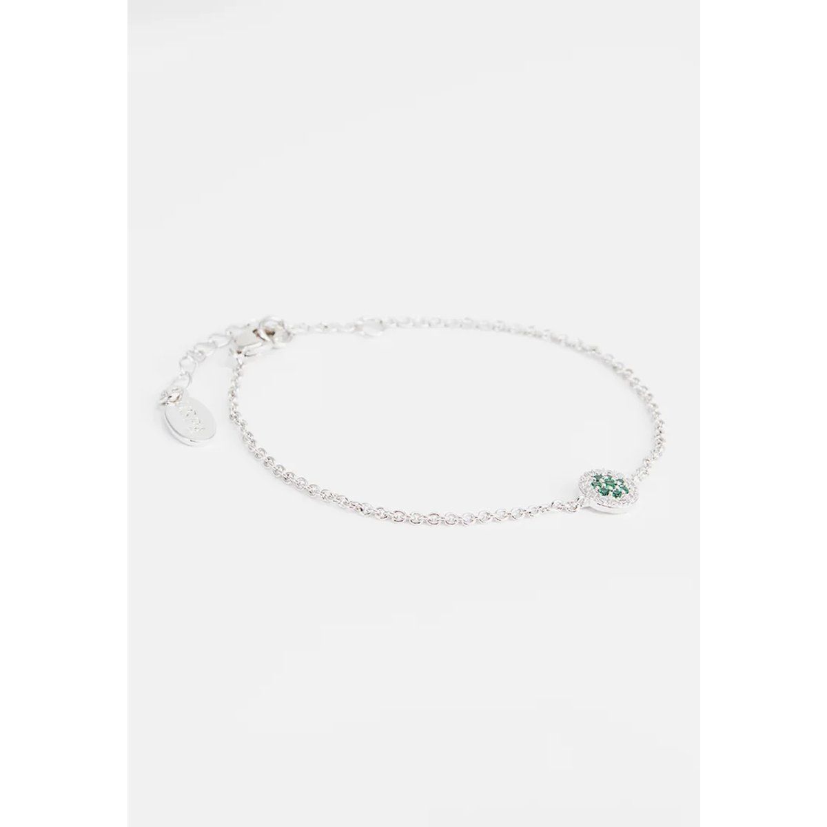 Rhodiniertes Armband mit grünen Kristallen