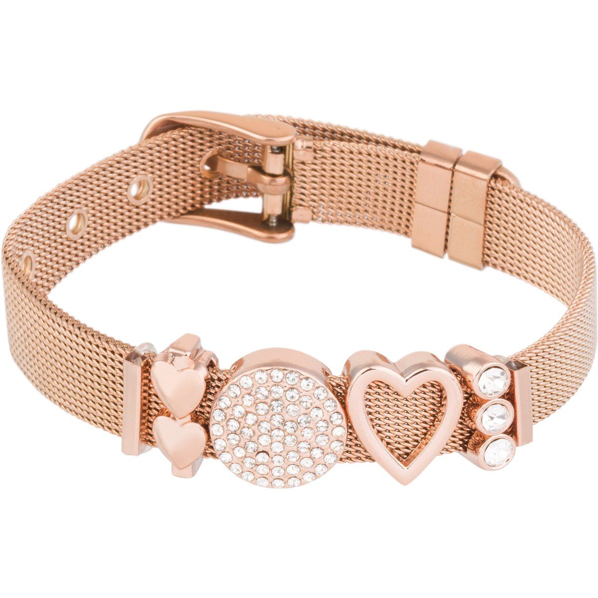 Roségoldenes Charm-Armband mit Kristallen