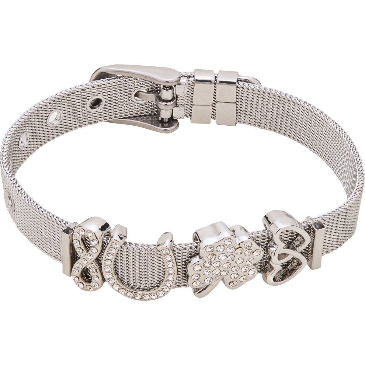 Silbernes Charm-Armband mit Kristallakzenten