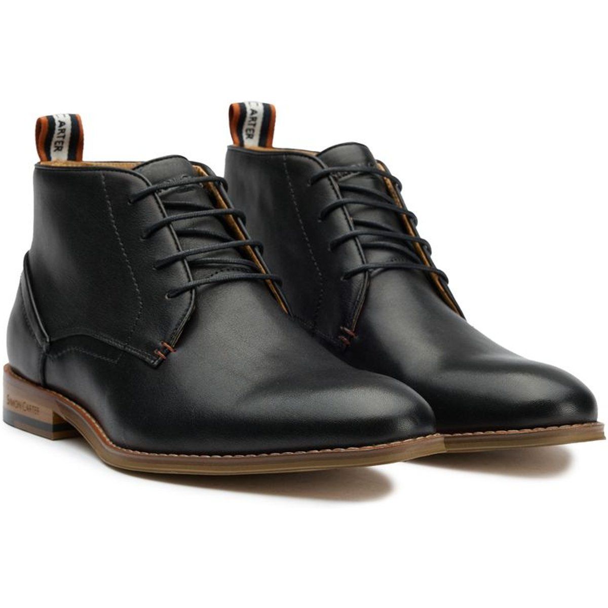 Herren Schwarze Leder Chukka Stiefel