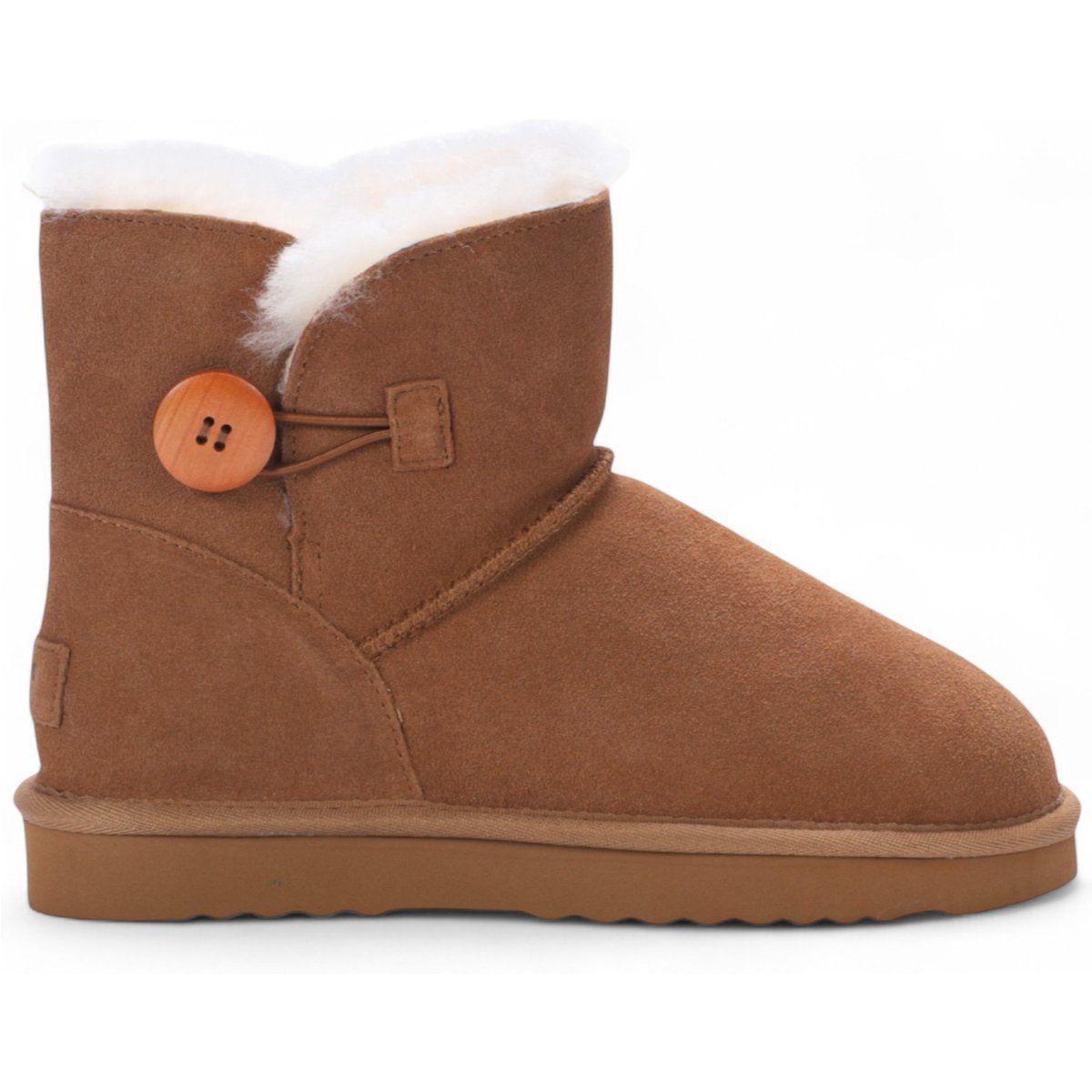 Damen Wildleder Schaffell Knopf Stiefelette