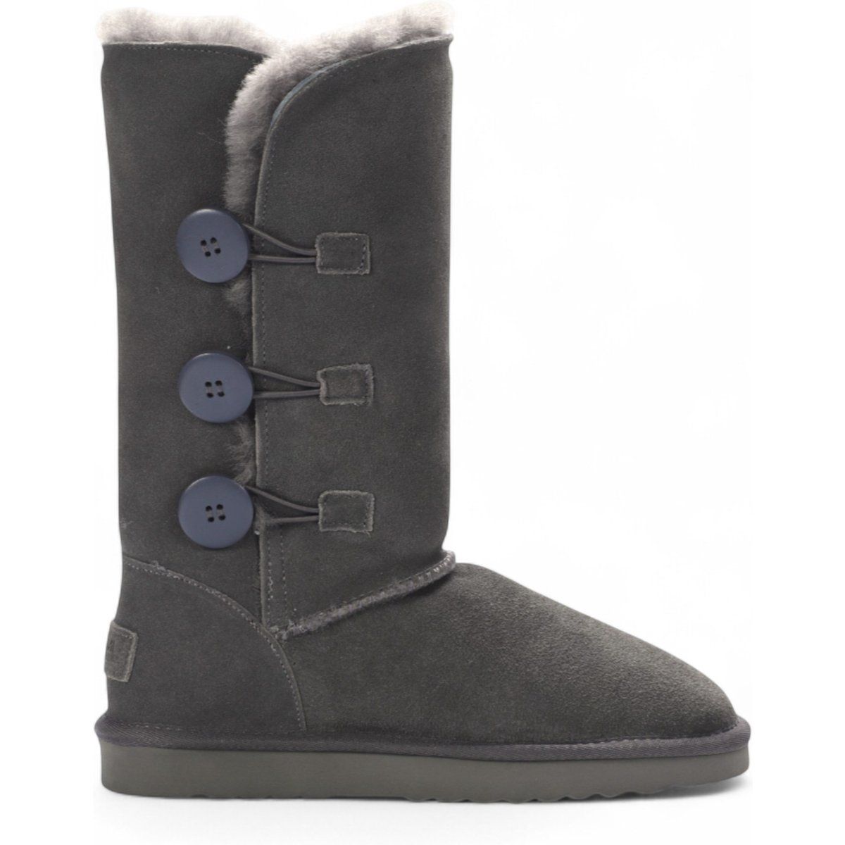 Damen Wildleder Schaffell Knopf Winterstiefel