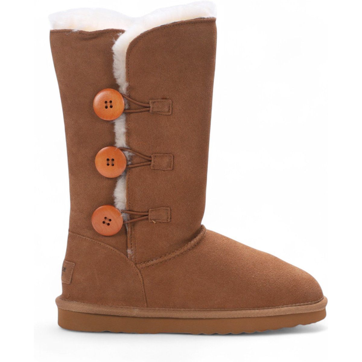 Damen Winterstiefel aus Shearling-Wildleder mit Knöpfen