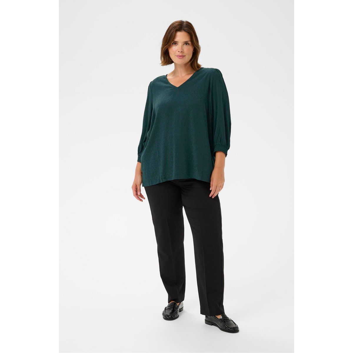 V-Ausschnitt Bluse mit Puffärmeln