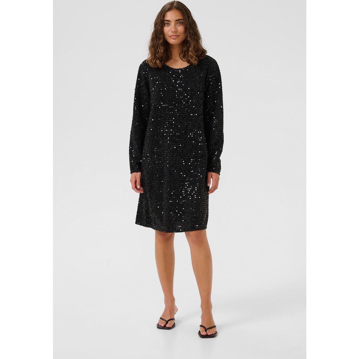 Paillettenbesetztes Langarm-Shiftkleid
