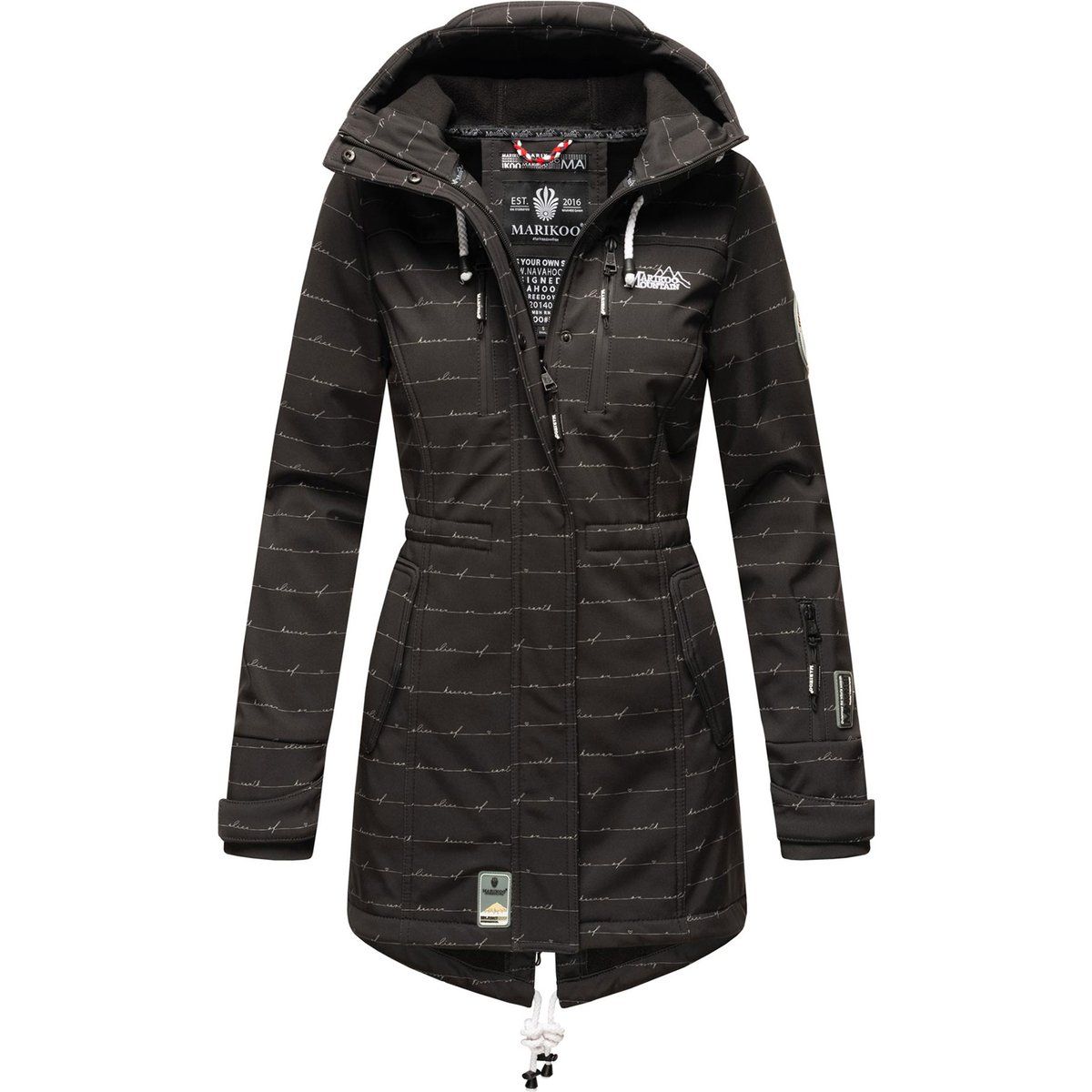 Lange Steppjacke mit Kapuze