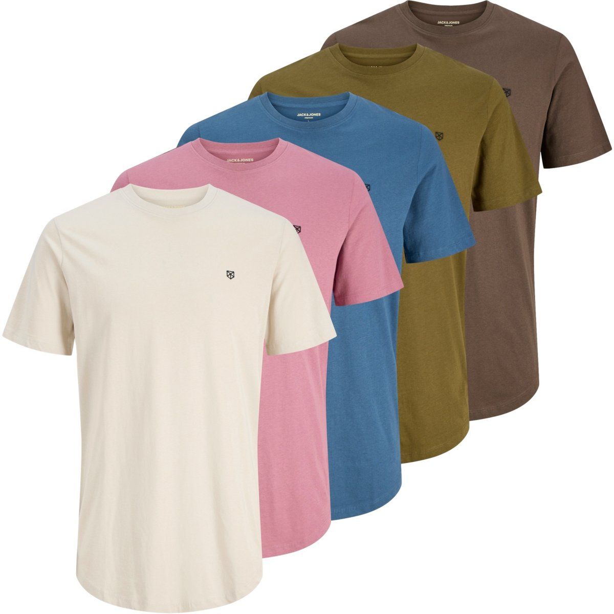 Klassisches einfarbiges Baumwoll-Rundhals-T-Shirt