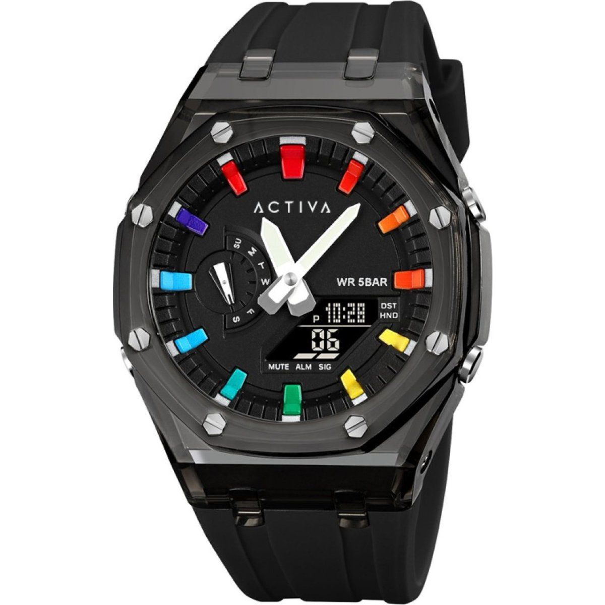 Moderne multifunktionale Herrenuhr in Schwarz