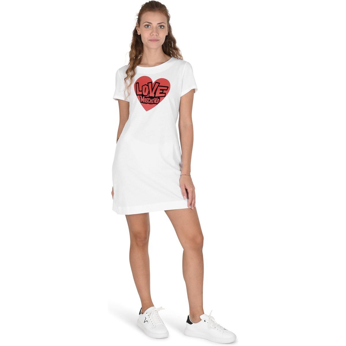 Herzabdruck Mini-Kleid Kurzarm T-Shirt Kleid
