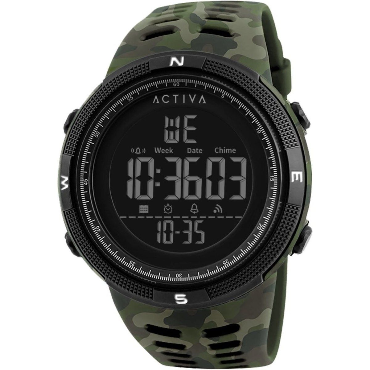 Digitale Camouflage-Uhr mit Kompasslünette