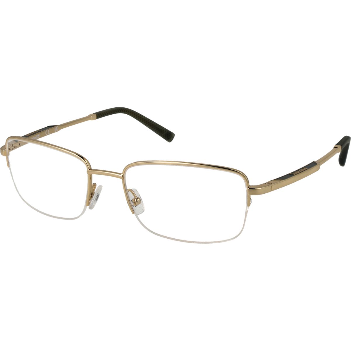 Goldene, rechteckige Halbrand-Brille