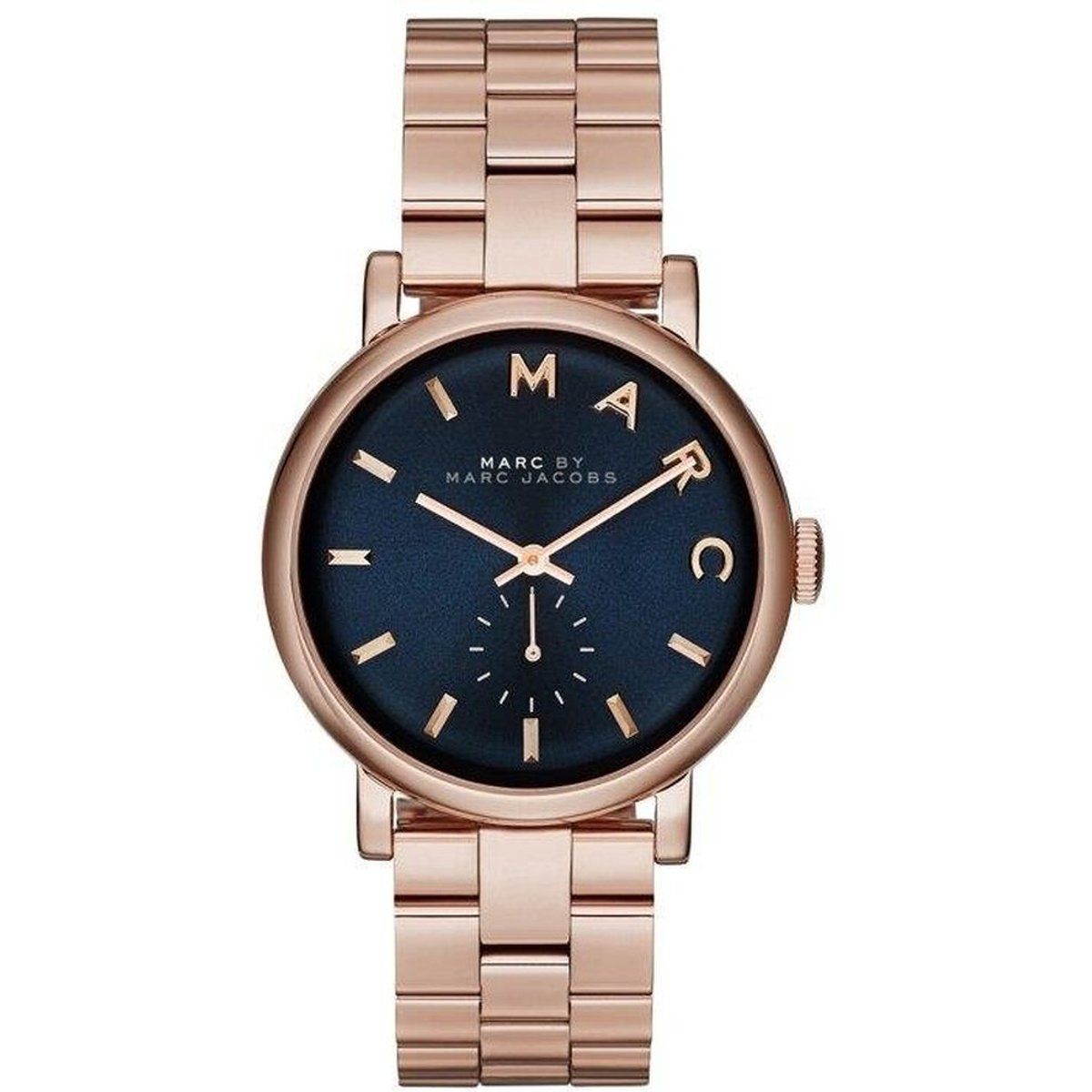 Elegante roségoldene Uhr mit dunkelblauem Zifferblatt