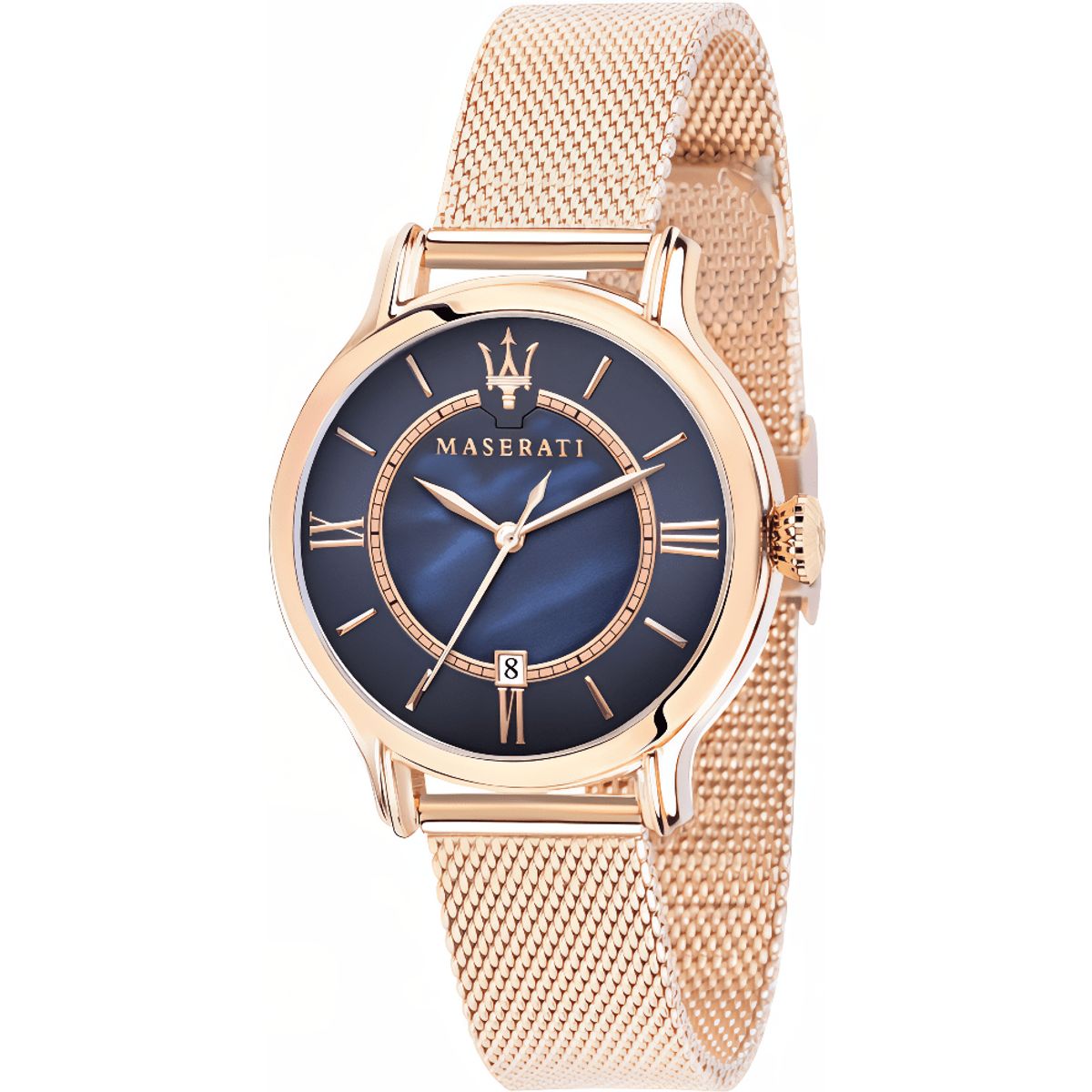 Elegante Roségold-Mesh Damenuhr